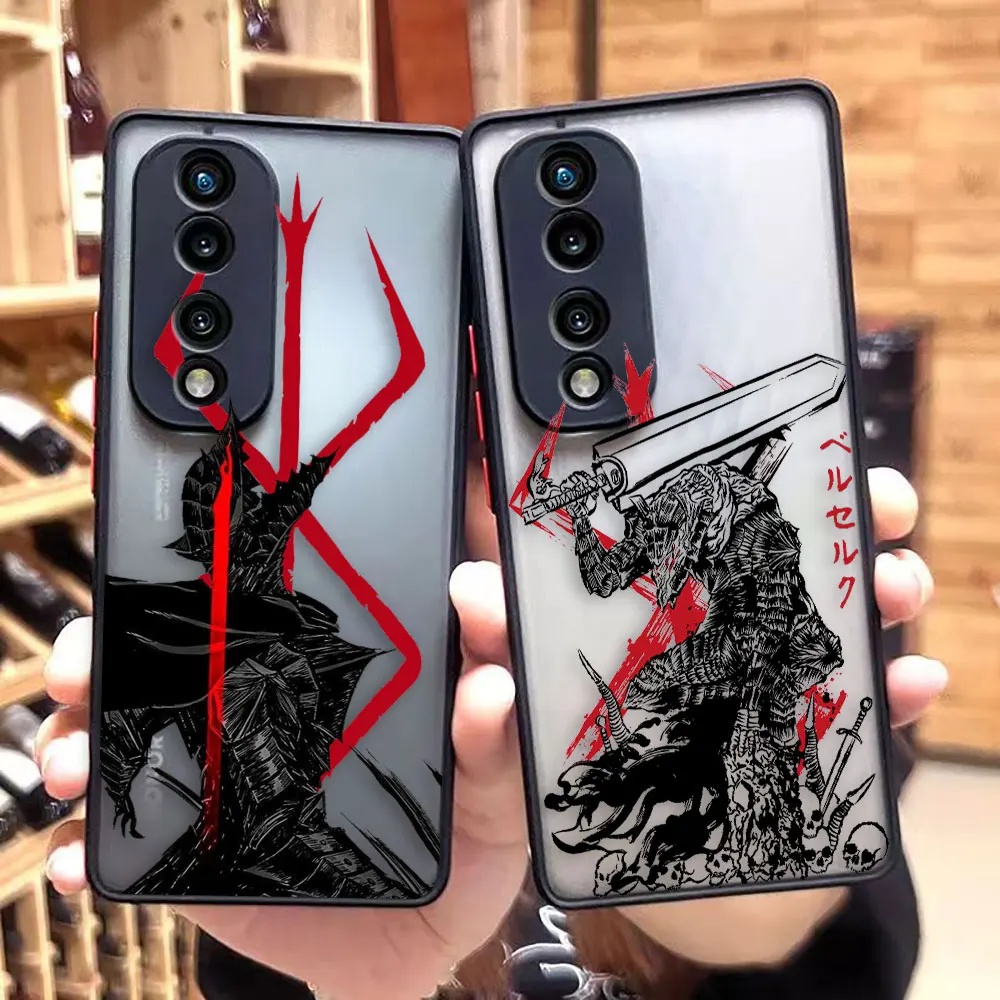 

Matte Phone Case for HONOR 70 50 30S 30 20 8X 9A 9X PLAY 4T X7 X8 X9 X10 5G V40 Case Funda Capa Shell Anime Dark Guts Berserk