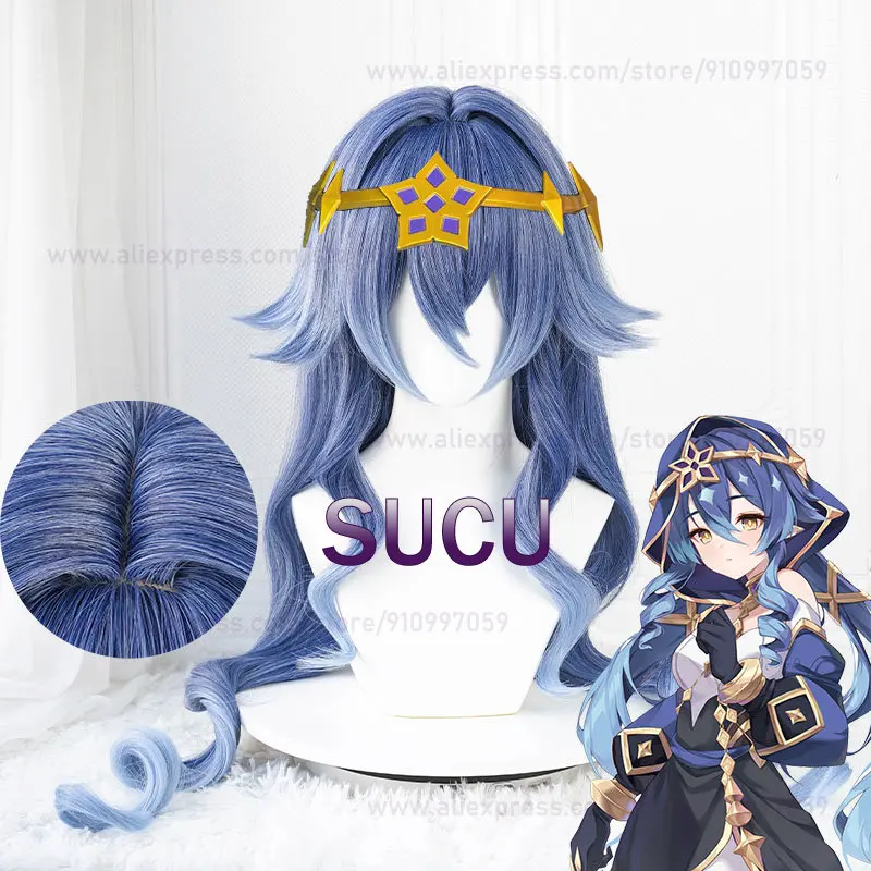 

Парик для косплея «Game Genshin Impact», 100 см, длинные, с синим градиентом, парики из аниме, термостойкие синтетические волосы, искусственные волосы на Хэллоуин