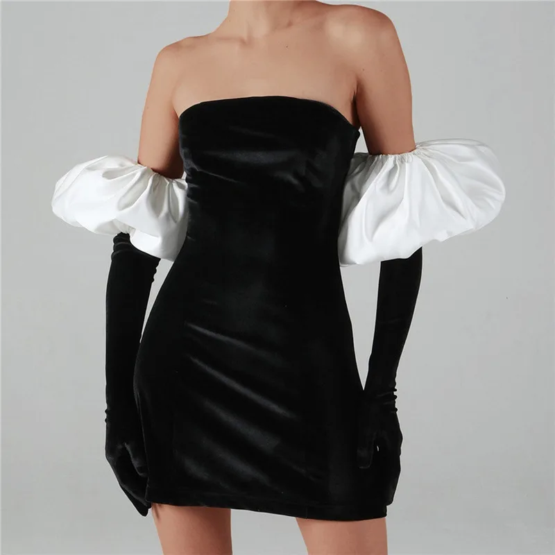 

Женское винтажное платье миди с длинным рукавом-фонариком, черное или белое элегантное вечернее платье-мини на осень и зиму, 2022