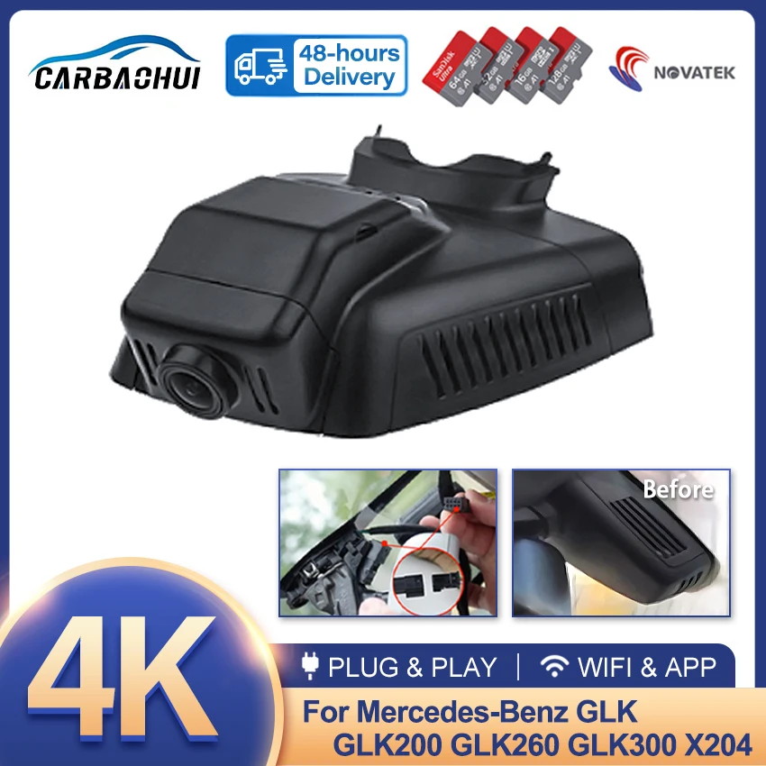 Plug and play 4K HD 2160P Car DVR Video Recorder Dash Cam Camera For Mercedes Benz GLK GLK200 GLK260 GLK300,Wireless DashCam