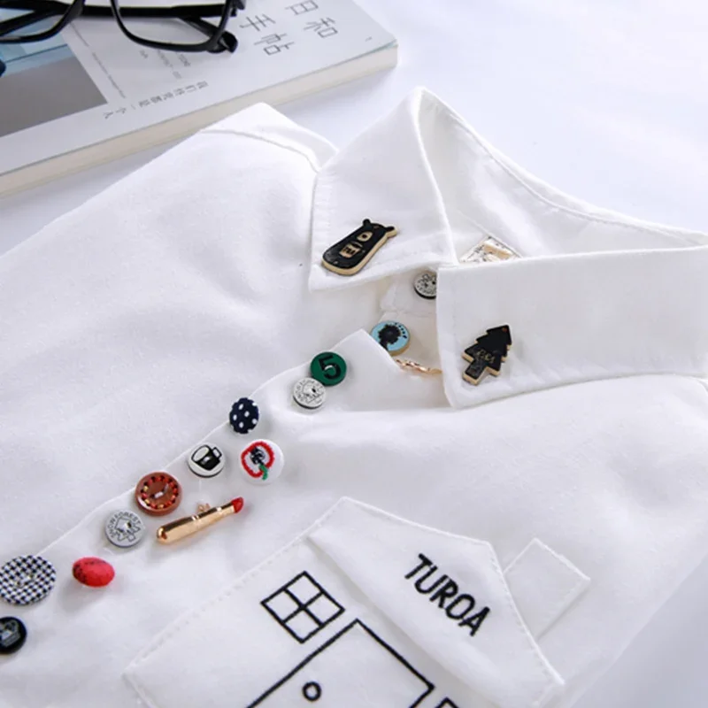 Женская рубашка на пуговицах Mori Girl с мультяшной вышивкой женские блузки длинным