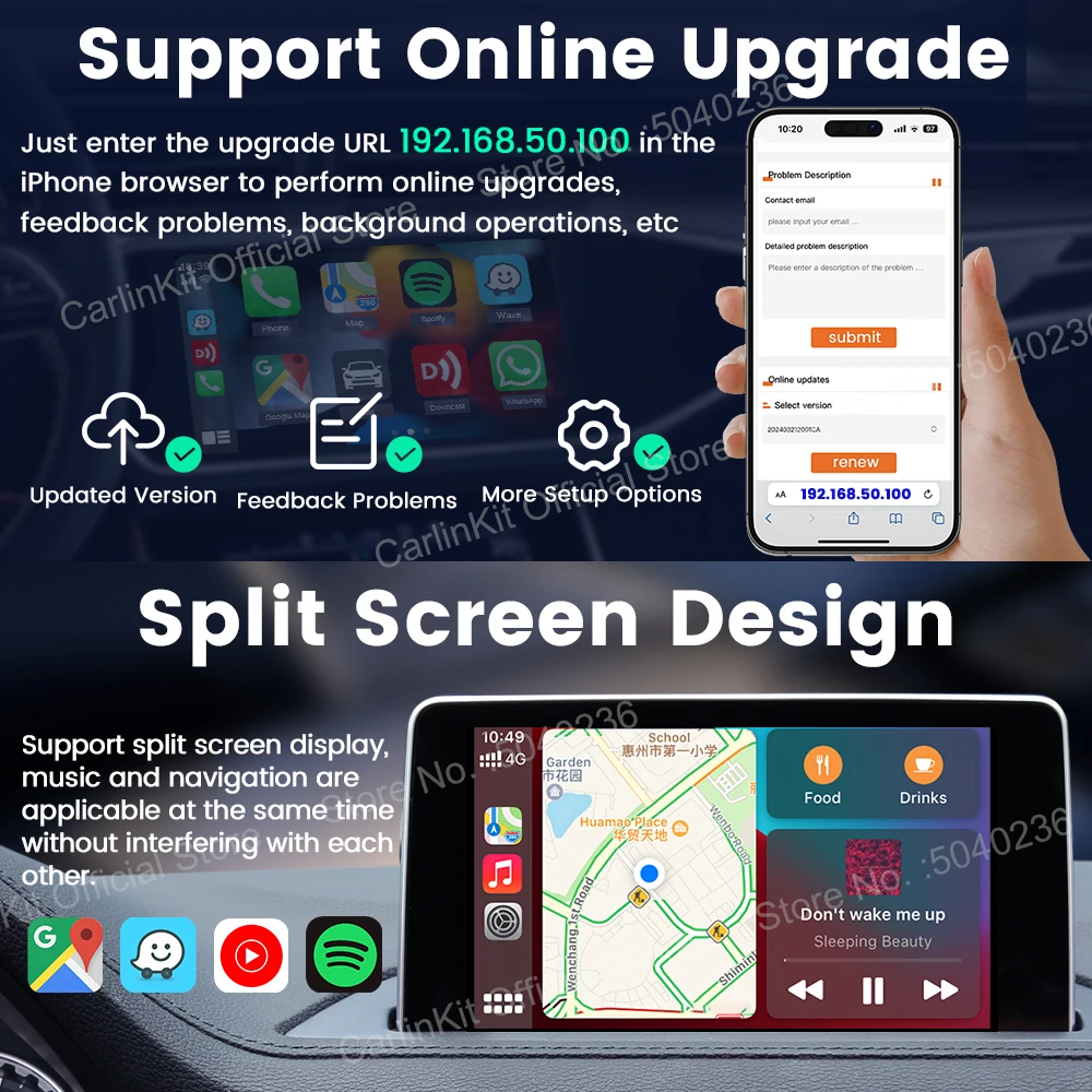 CarlinKit 5.0 Mini 5 Pro Беспроводной Android Auto адаптер CarPlay 2 4G и 8 ГГц WiFi BT Автоматическое
