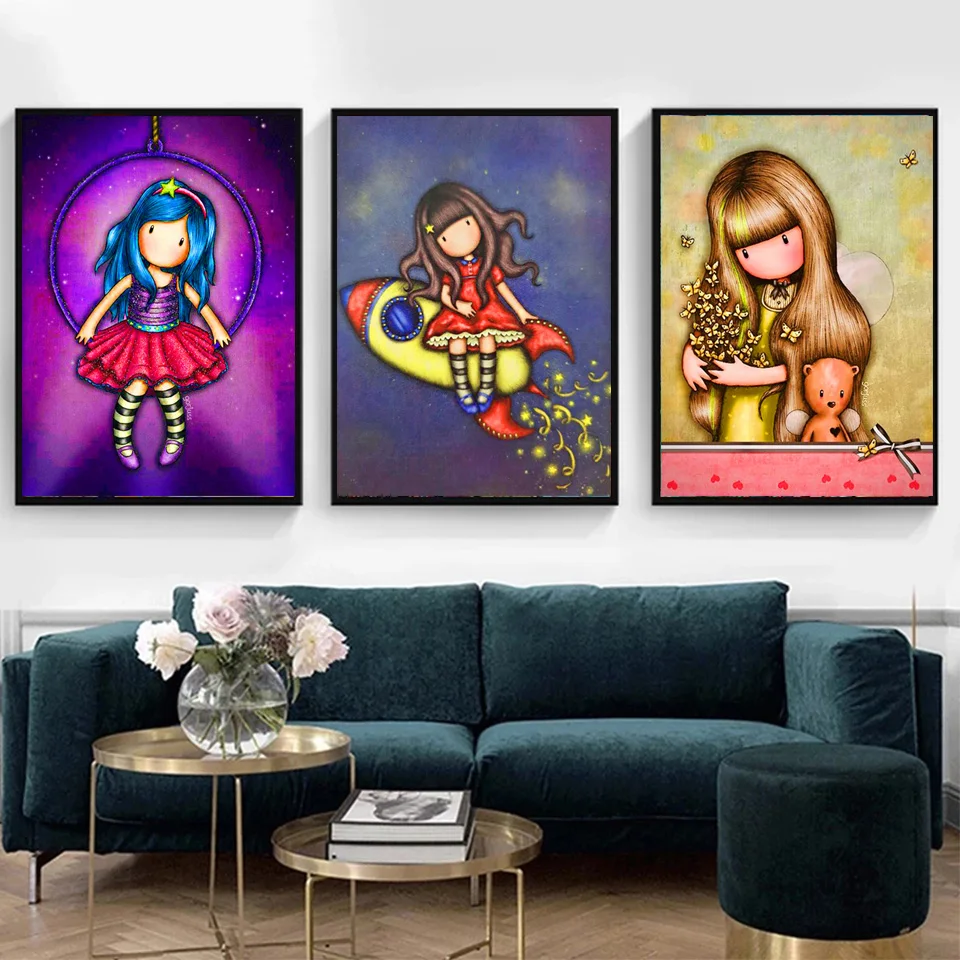 

Cartoon Cute girl 5d diy diamond painting cross stitch embroidery Children gift diamond mosaic Full round square drill Home deco