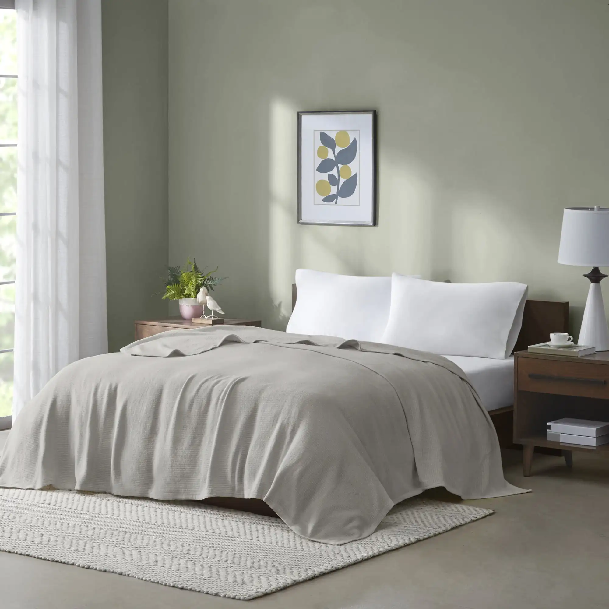 

Freshspun Basketweave Cotton Blanket, King, Grey
