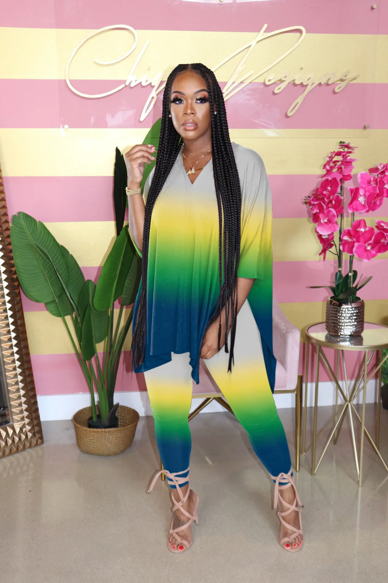 Plus Size Matching Set Tie Dye Long Shirt Top And Pant Female Casual Outfit Luxury Fashion Cloth 2023 Summer Women Two Piece Set