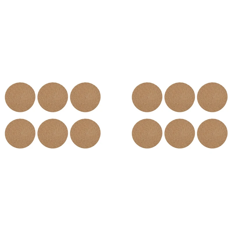 

Круглая плетеная подстилка, набор из 12 джутовых термостойких толстых подставок ручной работы, 7 дюймов