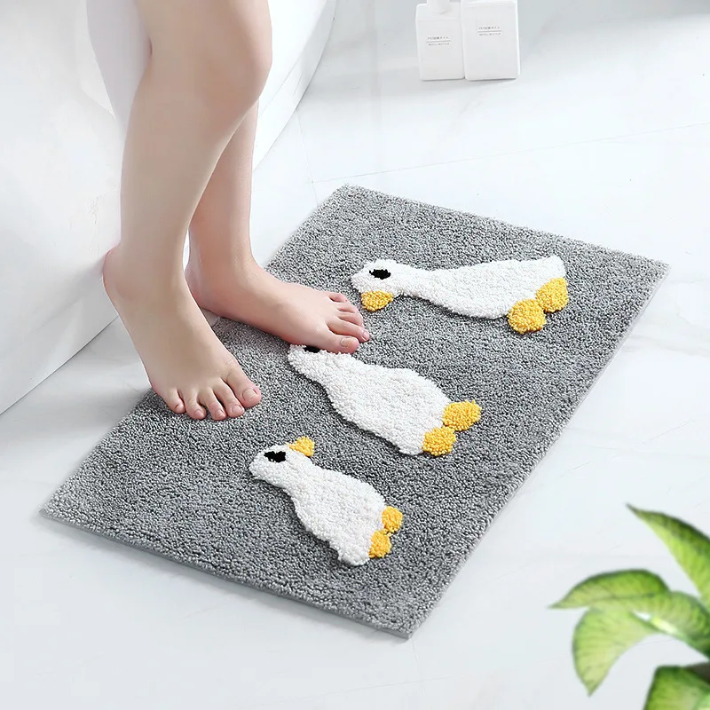 

Cartoon Duckling Jacquard Floor Rug Kitchen Non-slip Door Mat Entrance Bedroom Bathroom Home Decor Toilet Water Absorbent Carpet