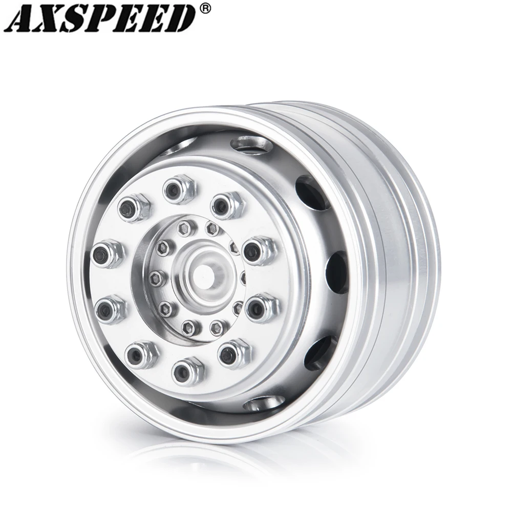 

AXSPEED Metal Front Wheel Rim Unpowered Wheel Hub for 1/14th Scale Tamiya Truck Tractor Trailer Cargo Upgrade Parts