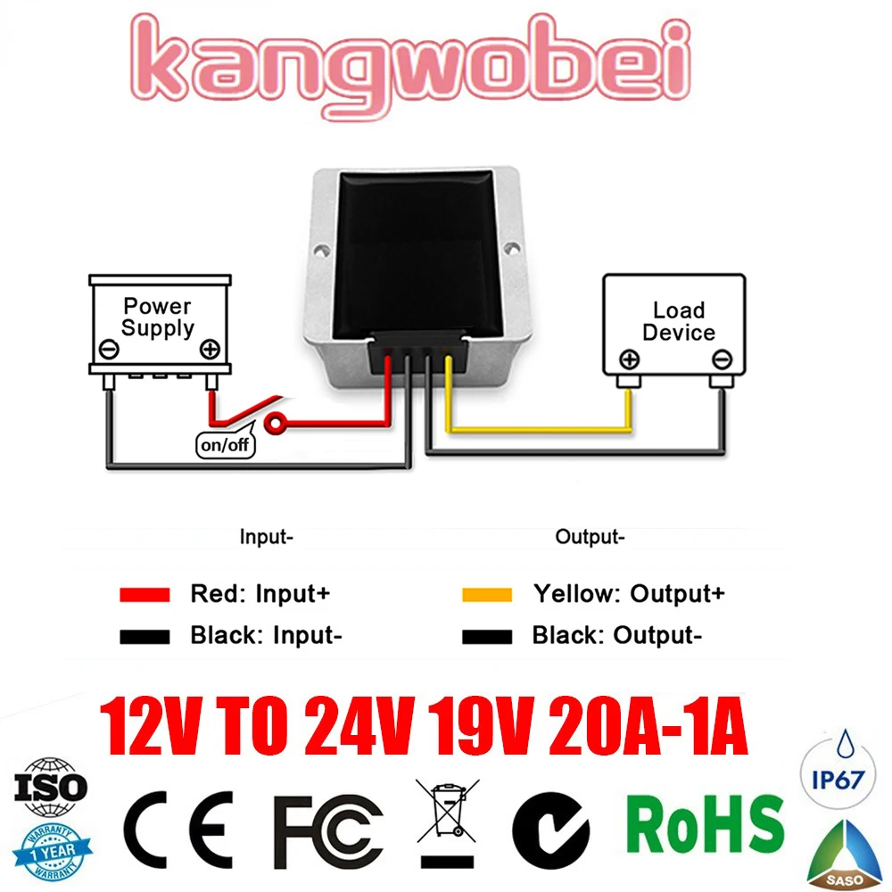 

12 volts to 24 volts 19V 20A-1A Boost Step-up DC DC Converter Power Supply Voltage Regulator for Car Laptop Charger