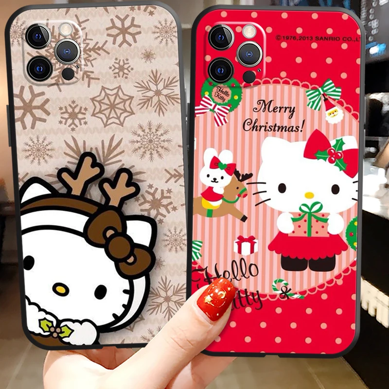 

Hello Kitty Christmas Phone Cases For iPhone 11 12 Pro MAX 6S 7 8 Plus XS MAX 12 13 Mini X XR SE 2020 Coque Soft TPU Funda