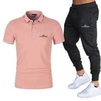 summer new mens golf polo shirt pants suit brand short sleeve set jogging sweatpants male sportswear j lindeberg print set