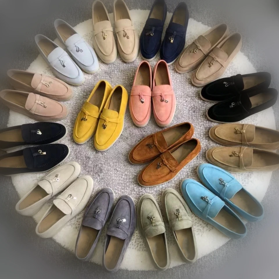 Купи New Luxury 2022 Women Casual Loafers High Quality Designer Suede Leather Flat Walking Clear Shoes For Men mocasines de mujer за 2,700 рублей в магазине AliExpress