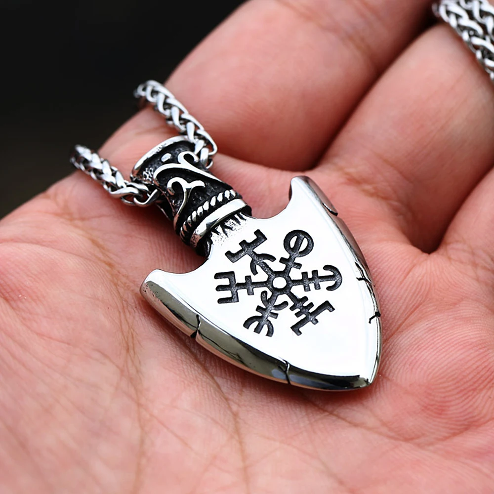 

Vintage Scandinavian Viking Arrow Necklace Fashion Stainless Steel Compass Pendant Men's Ladies Biker Amulet Jewelry Gift