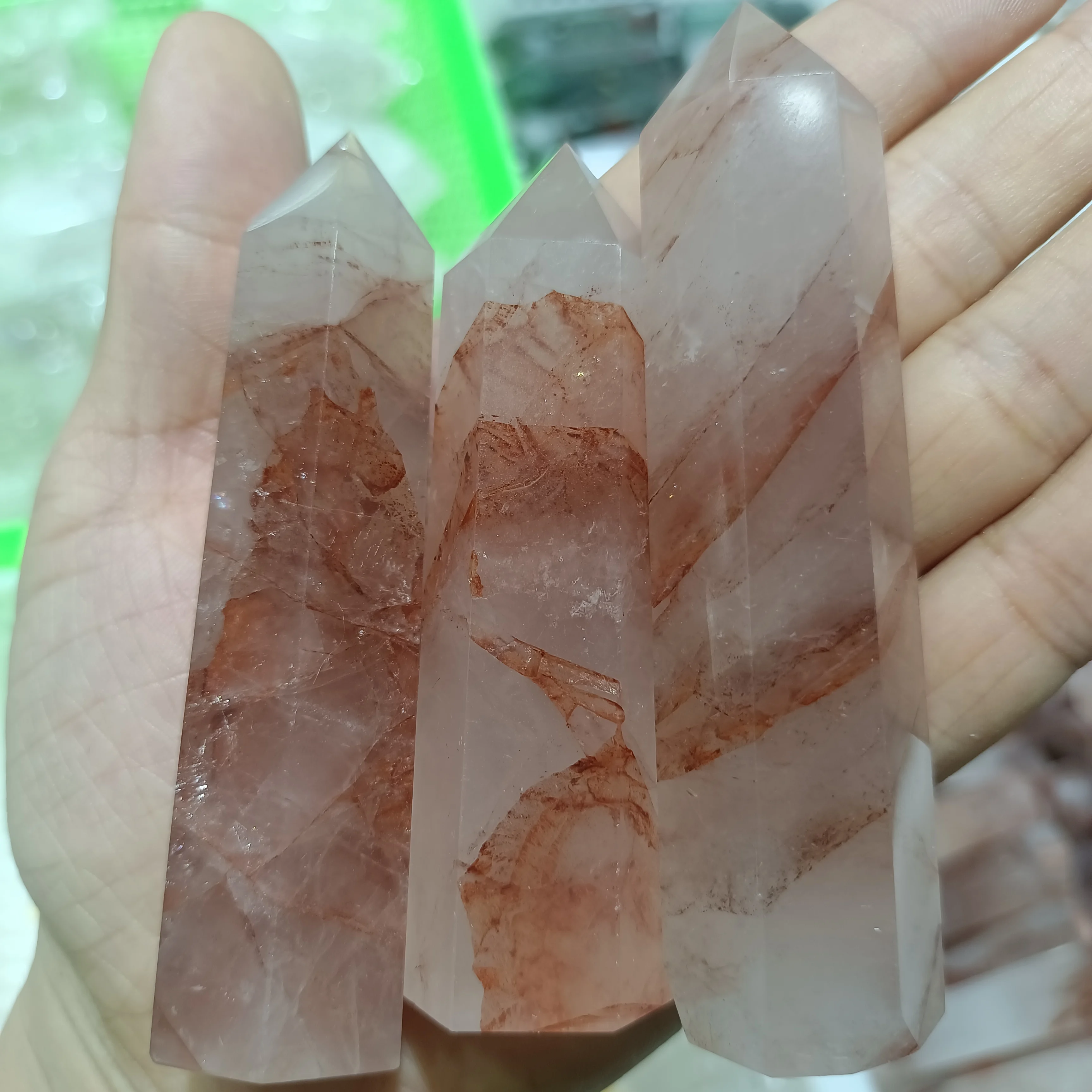 

70-90mm Natural Red Gum Flower Stone Little Column Quartz Crystal Mineral Degaussing Home Office Decorating Gifts