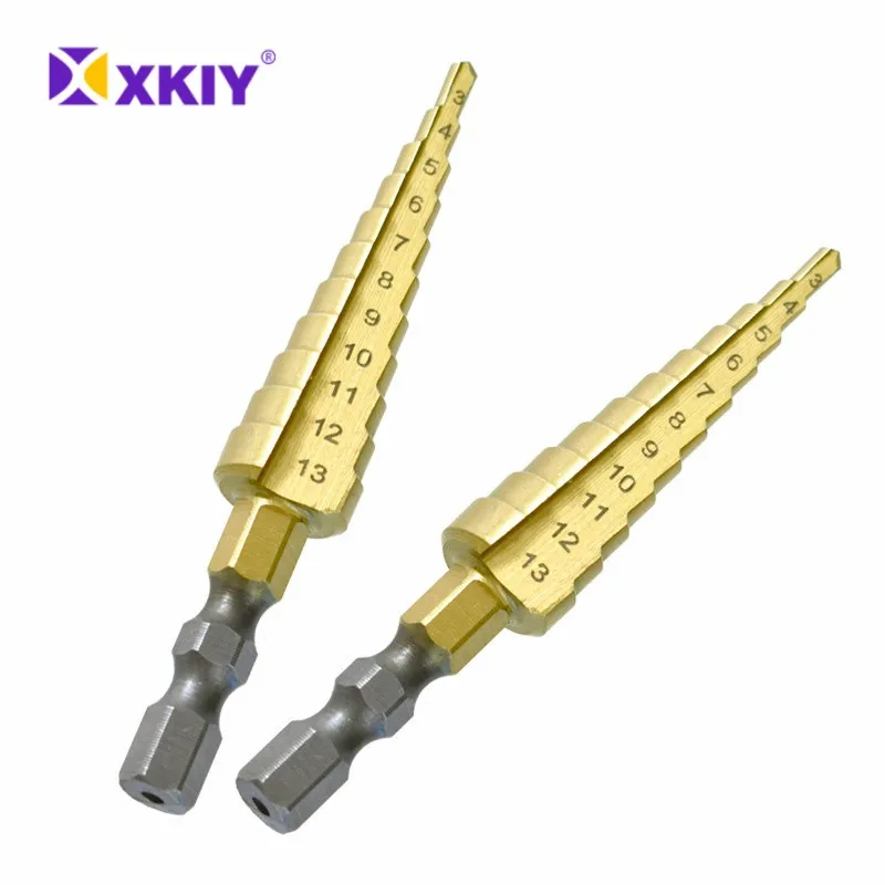 

Hand Tool Hexagonal Shank 3-13mm Pagoda Drill Bits Titanium-plated Straight Slot Multi-Specifications Electric Hole Step Drill