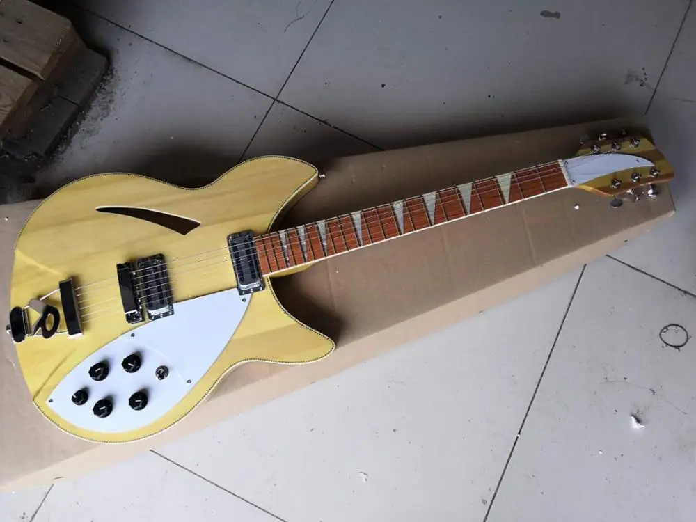 

China guitar factory custom new natural wood 6 string Rick electric guitar free shipping with R tremolo In stock 11