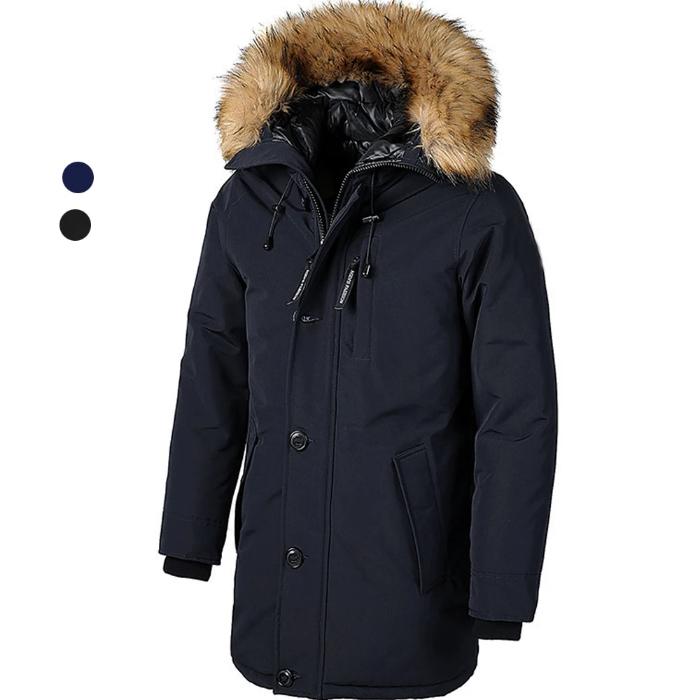 

Padded Jacket Men Winter Thick Warm Coat Mid-length Parka Cold-proof Hooded Casual Outdoor Tops Hat Detachable Windbreaker 2022