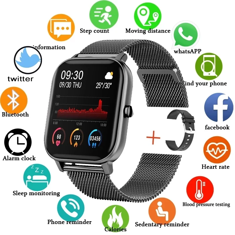 

2022 New Smart Watch uomo donna monitoraggio della pressione sanguigna della frequenza cardiaca Fitness Tracker Bluetooth Call S