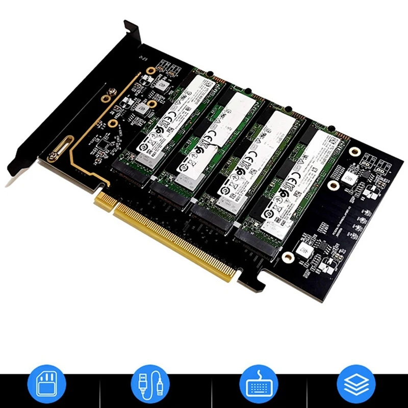 2X плата адаптера M.2 NVME-Pcie 4 0 X16 поддерживает Nvme 2280 бифуркацию Raid