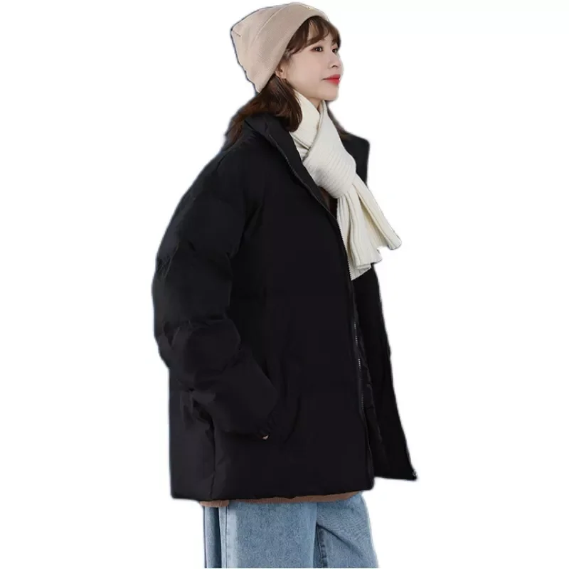 Streetwear Korean Women Men Winter Warm Jackets Parkas Solid Color Casual Outwear Girl Parkas Pockets Clothing