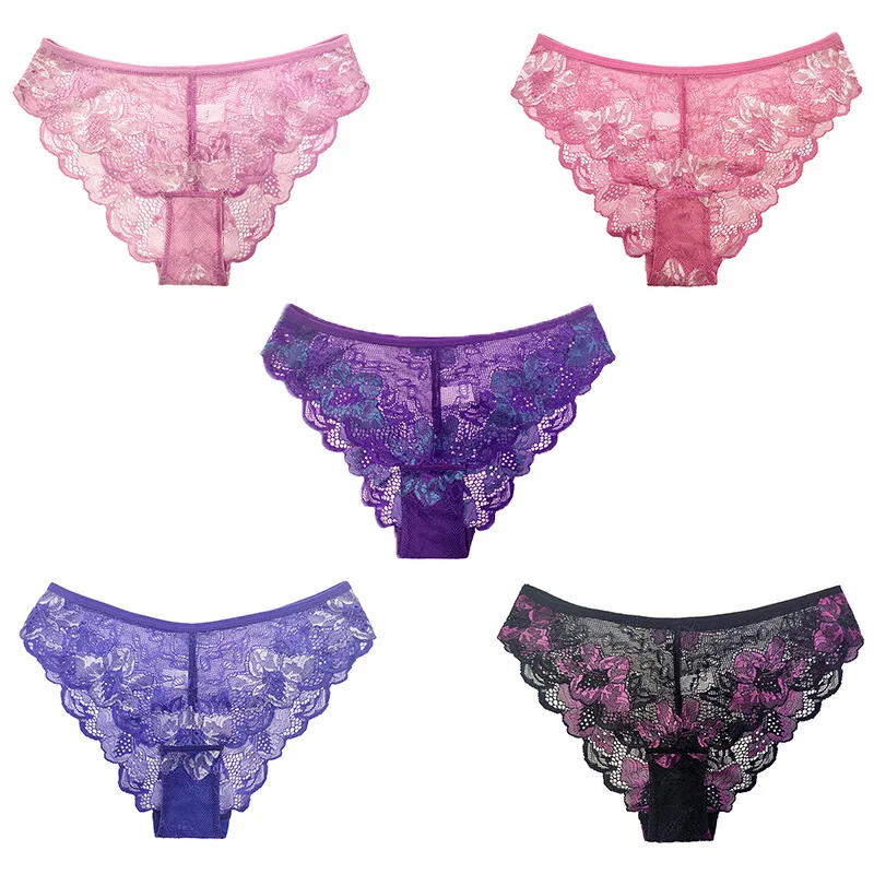 

New Women's Panties Sexy Lace Transparent Briefs Underwear Embroidery Floral Thongs G-String Female Lingerie Intimates Underpant