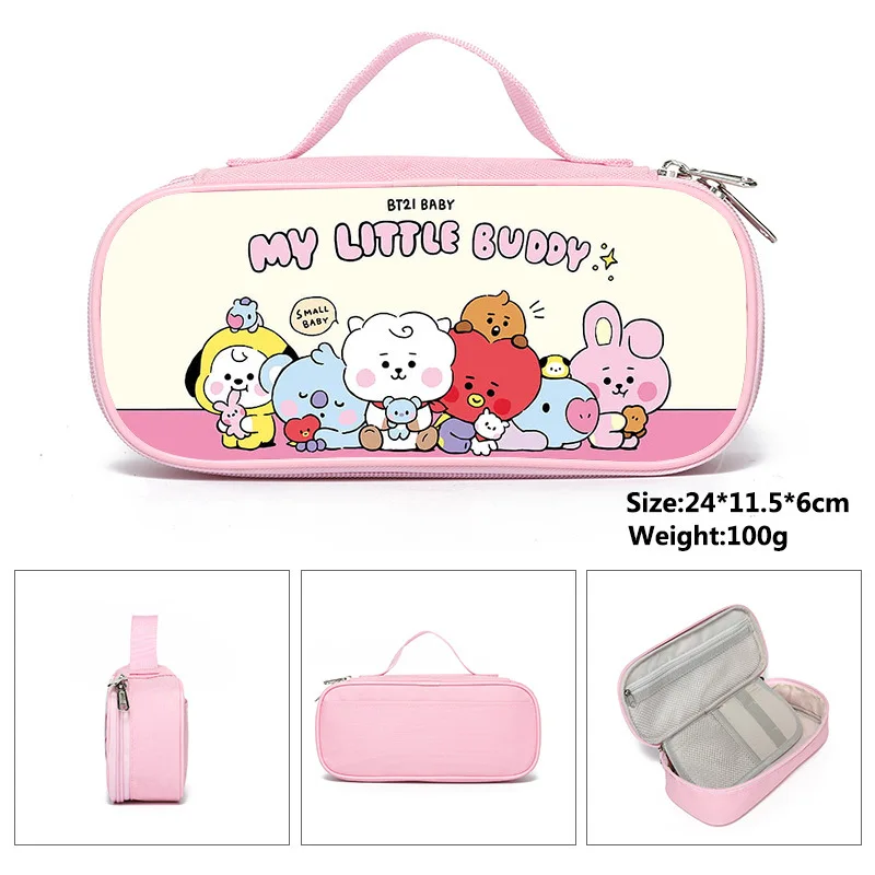 

kawaii BT21 TATA COOKY RJ CHIMMY COOKY SHOOKY Cartoon pencil bag pupil pencil bag cross border stationery box Gifts for children
