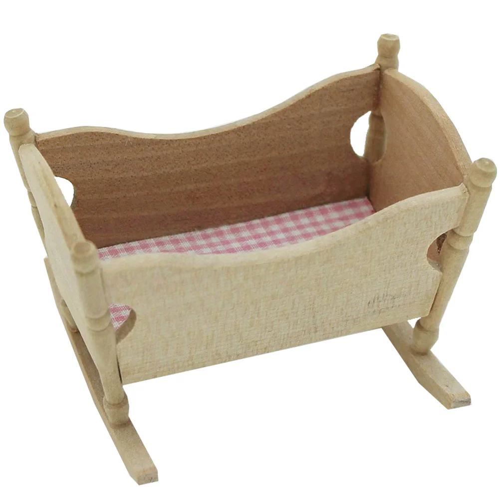 

1 Pc Mini House Accessories Miniature Furniture Model Wooden Cradle Toy