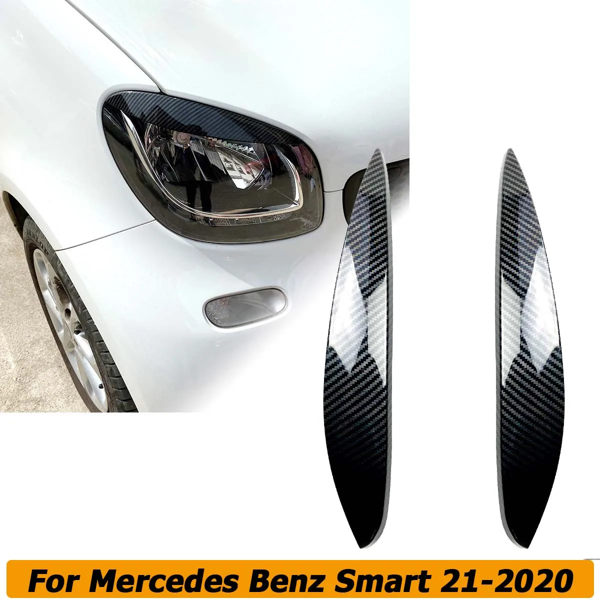

Front Eyebrow Headlight Headlamp Eyelid Cover Trim Sticker For Mercedes Benz Smart 453 Fortwo Forfour 2015-2020 Car Accessories