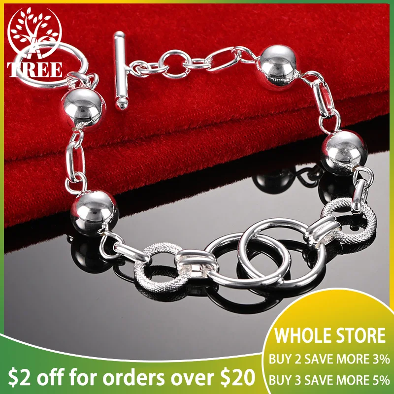 

ALITREE 925 Sterling Silver Circular Bead Chain Bracelets For Woman Birthday Christmas Party Engagement Wedding Fashion Jewelry