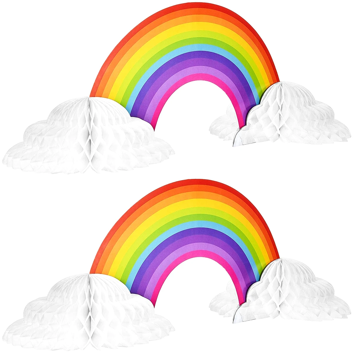 

2Pcs Rainbow Honeycomb Paper Creative No Crease Rainbow Centerpieces Cute Cloud Rainbow Ornament Party Supplies for Birthday Par