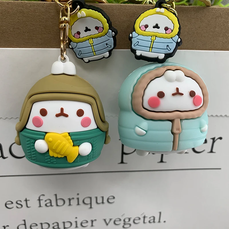 Милый дневной мультяшный милый кролик Molang брелок для автомобиля женский с