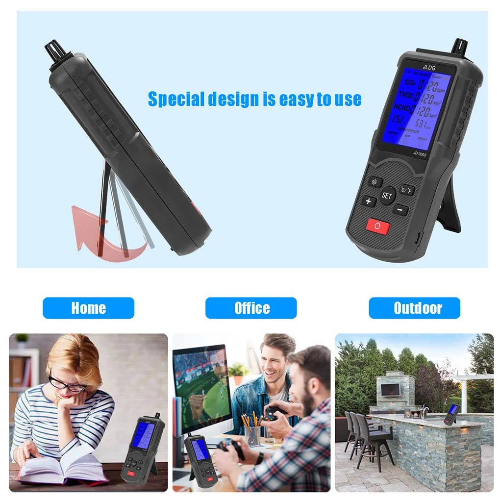 

Air Tester LCD Display Air Quality Meter Detector USB Rechargeable High Accuracy Testing Device