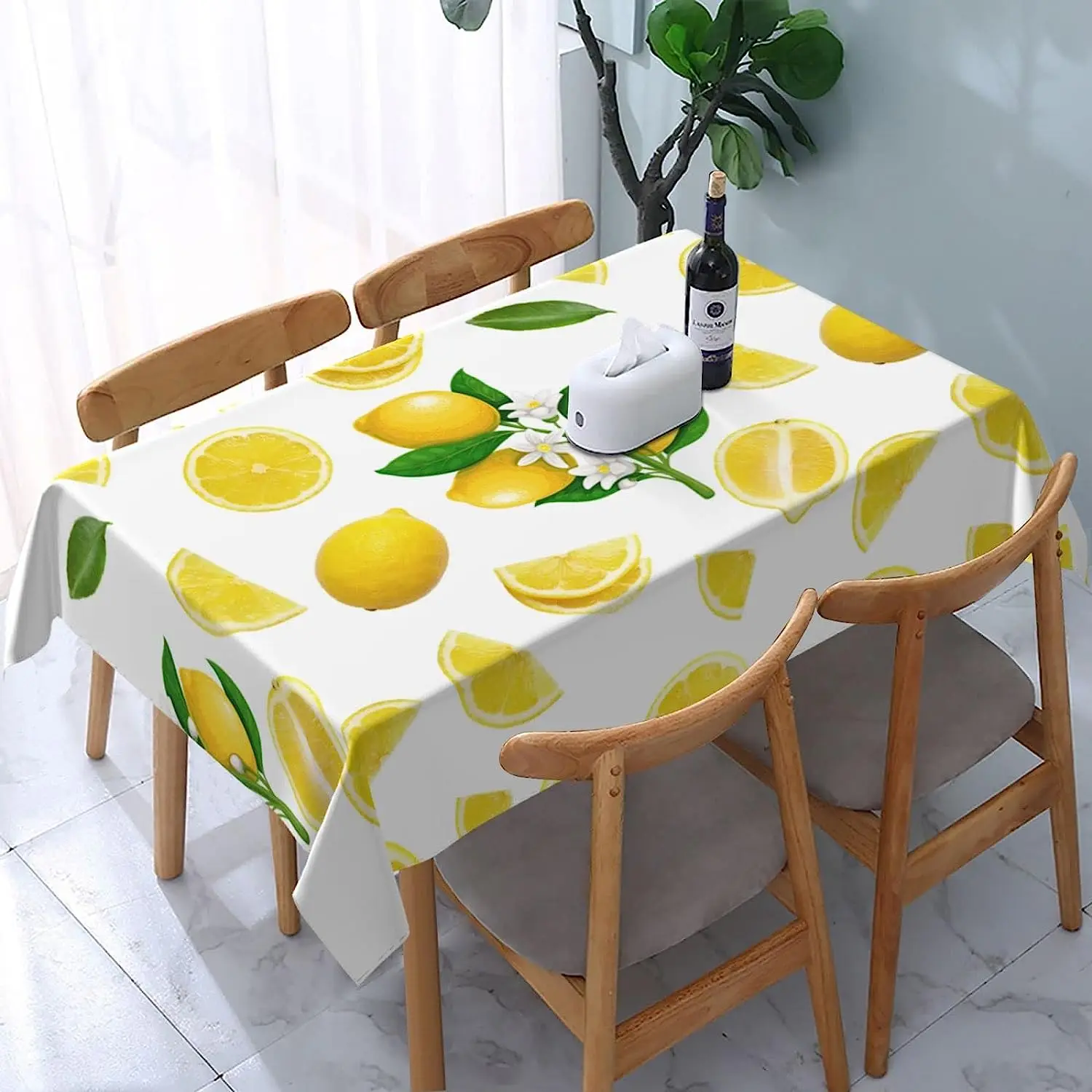

Summer Lemon flower Rectangle Tablecloth Kitchen Dining Table Decor Reusable Waterproof Tablecovers Wedding Party Decorations