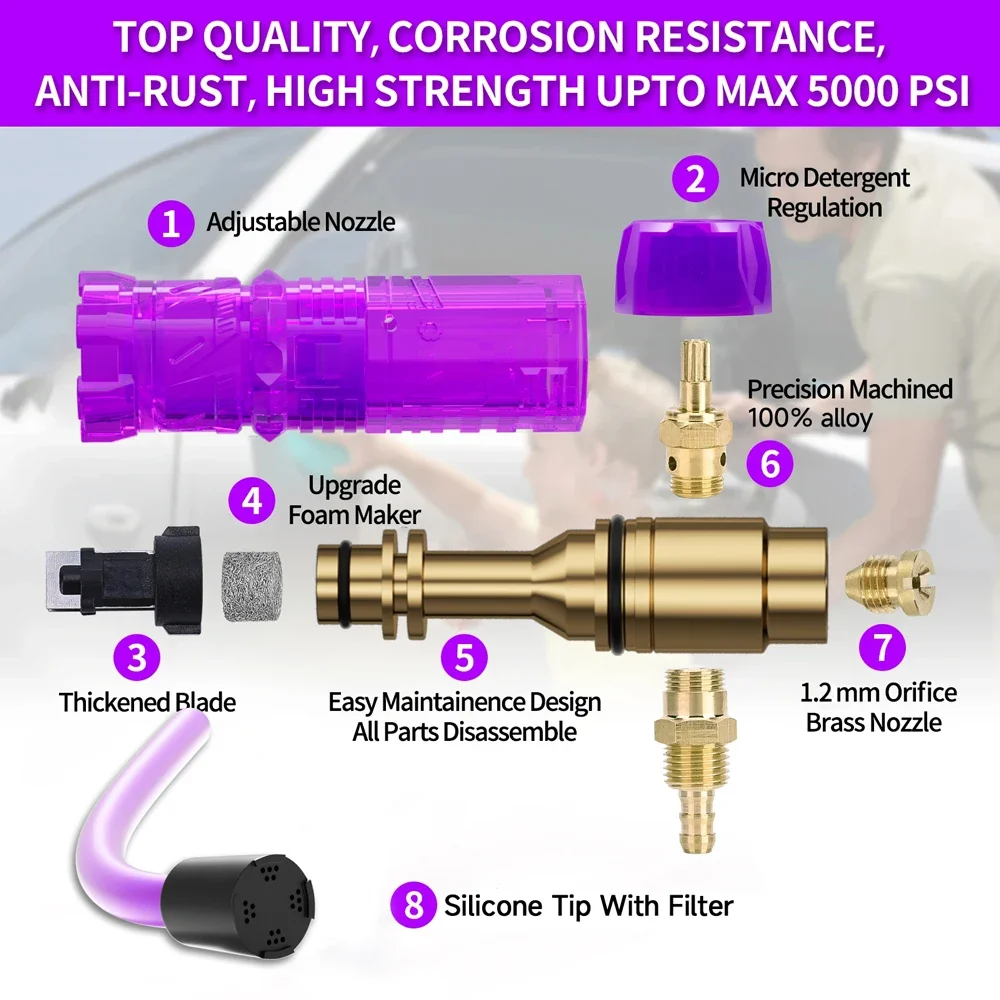 Чайник для снежной пены высокого давления автомобильный распылитель фиолетовый