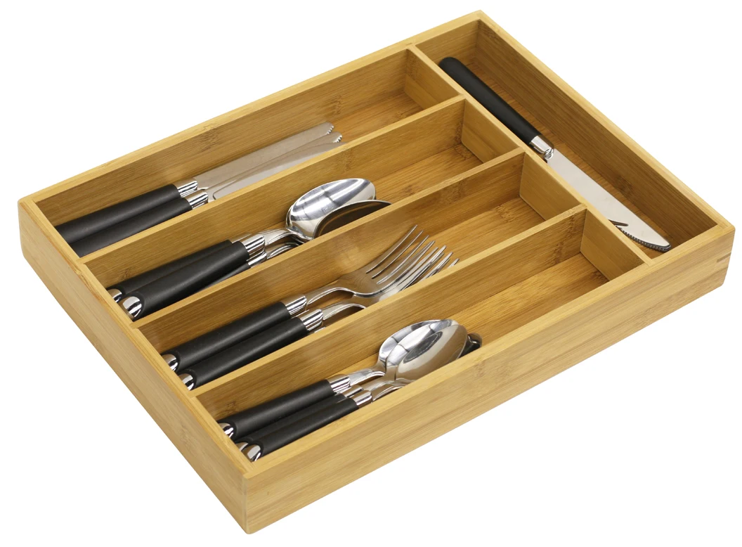 

Free Shipping 5 Section Bamboo Cutlery Tray, Natural