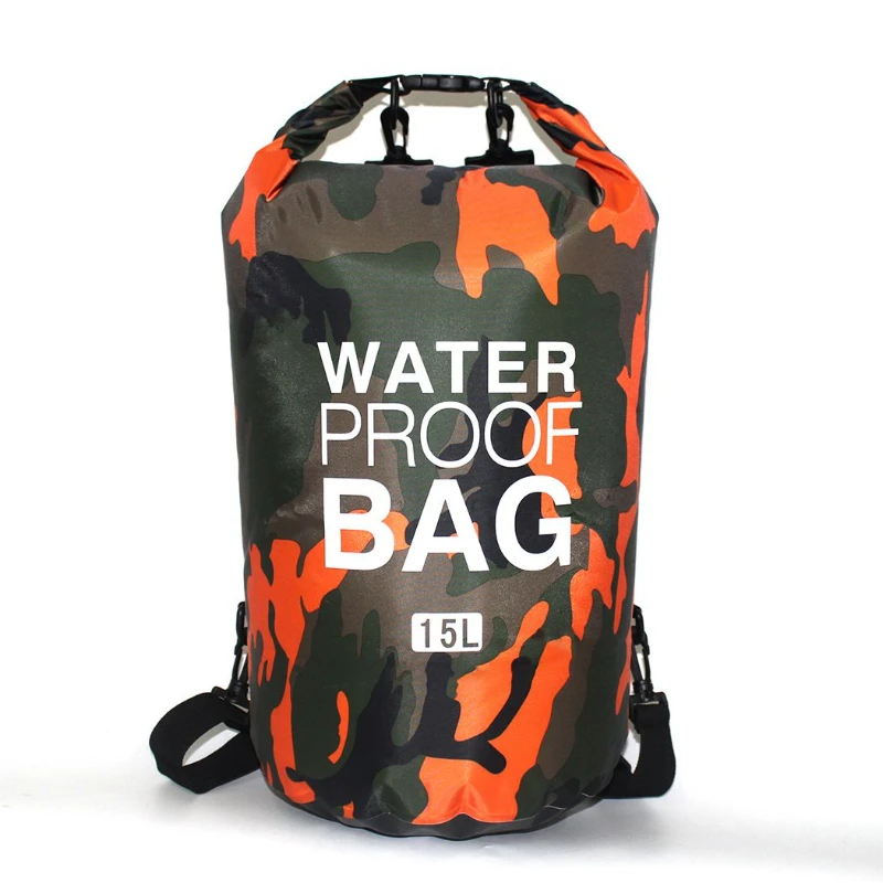 15L/30L PVC Outdoor Waterproof Swimming Bag Foldable Dry Backpack Storage Drift Bag Camouflage Outdoor Swimming Bag