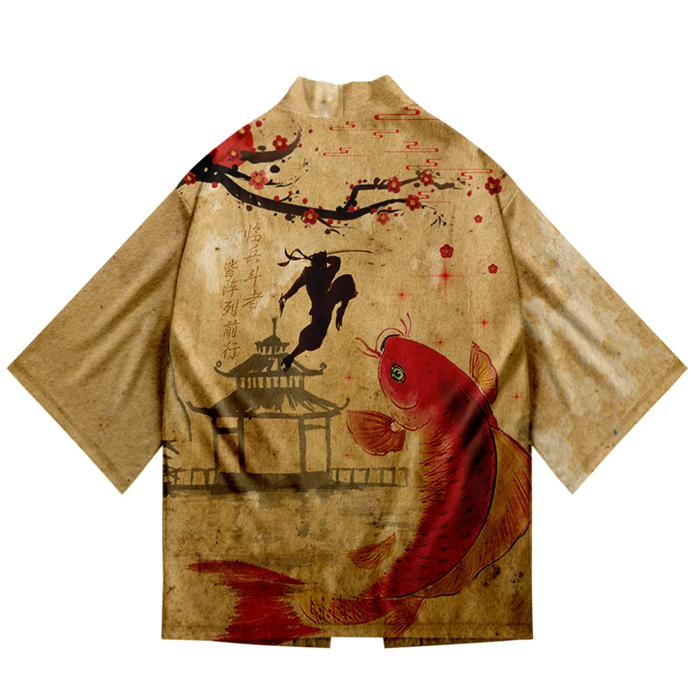 

Casual 3D Loose Japanese Retro Style Streetwear Cardigan Men Women Harajuku Kimono Cosplay Boys Tops Summer Shirts Yukata