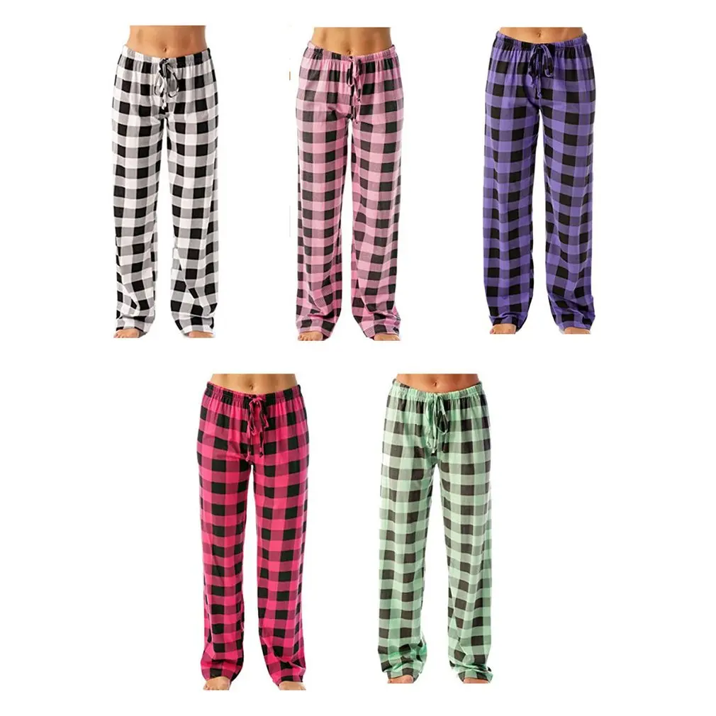 

Buffalo Plaid Pajama Pants Sleepwear Ladies Casual Pants Comfortable Pajamas Bottom Stretch Christmas Plaid Drawstring Pants