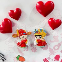 resin cartoon chinese elements bride groom blessing refrigerator magnet wedding souvenir gift home decorations