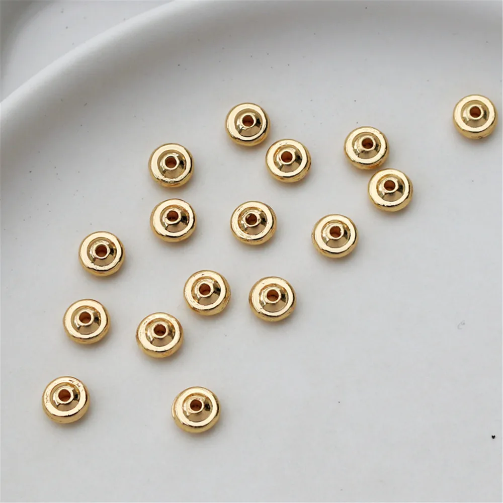 

14k gold coated glossy flying saucer only wheel beads 4x7mm spacer beads loose beads jewelry diy beads stringing beads