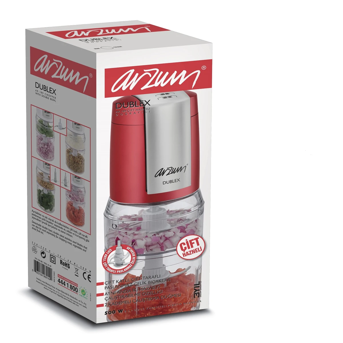 arzum duplex twin beam chopper electric kitchen appliances automatic double deck stainless steel chopping knives free global shipping