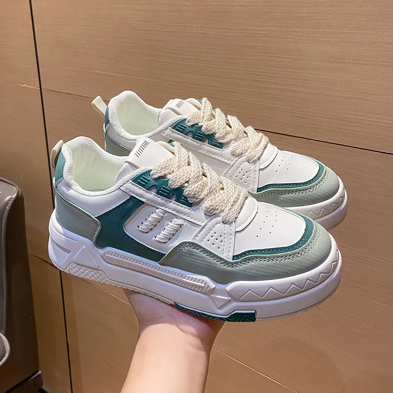 

Korean Version Casual Women Sneakers Thick Bottom Elevated Increase 2023new Simple All-match Flat Bottom Woman Shoes Autumntime