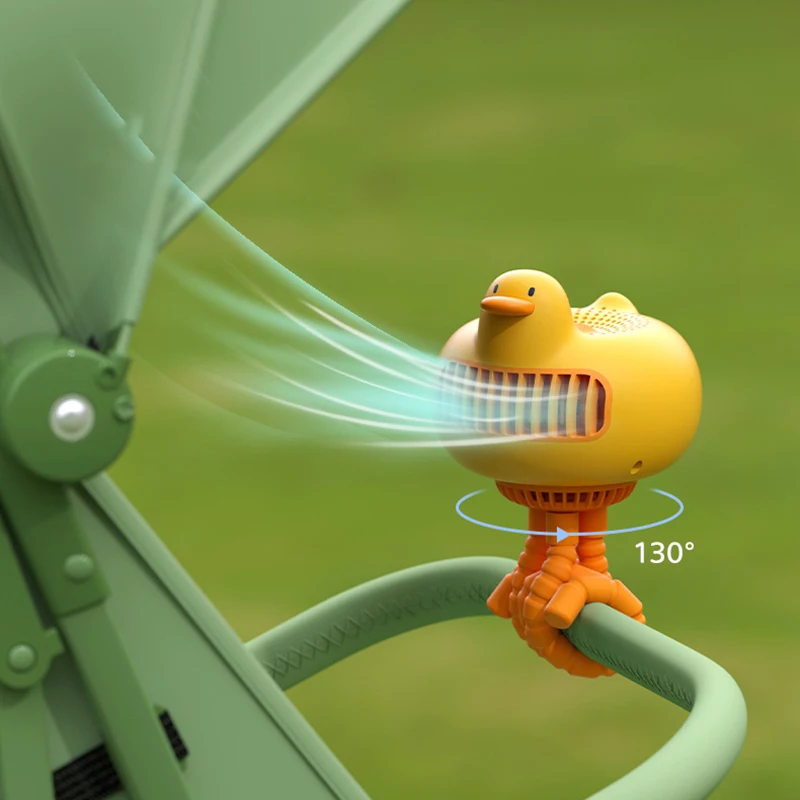 

Вентилятор Охлаждающий для детской коляски, бесшумный портативный мини-вентилятор с большим объемом воздуха и автоматической вращением на 130 °