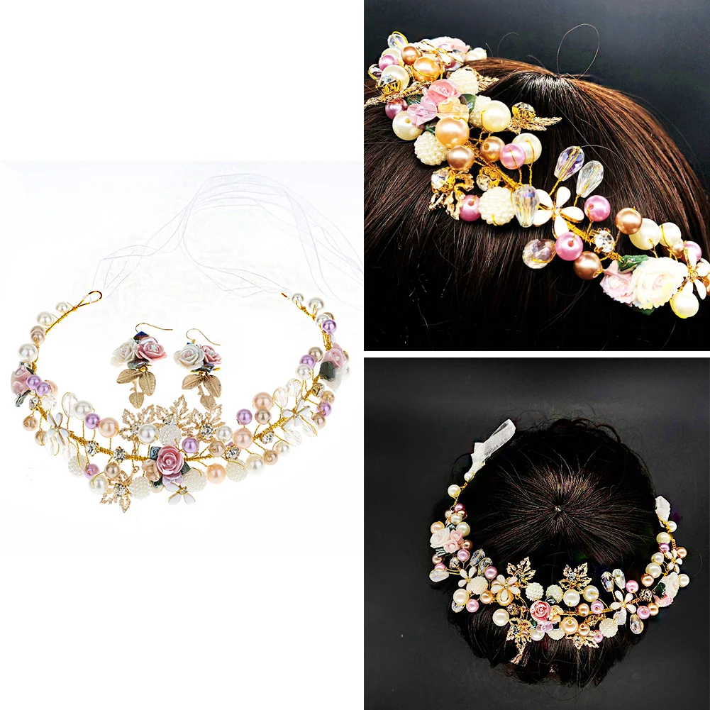 

Flower Crown Wedding Bohemian Wreath Hairband Party Floral Girl Hair Accessories Flower Headband Garland Headpiece