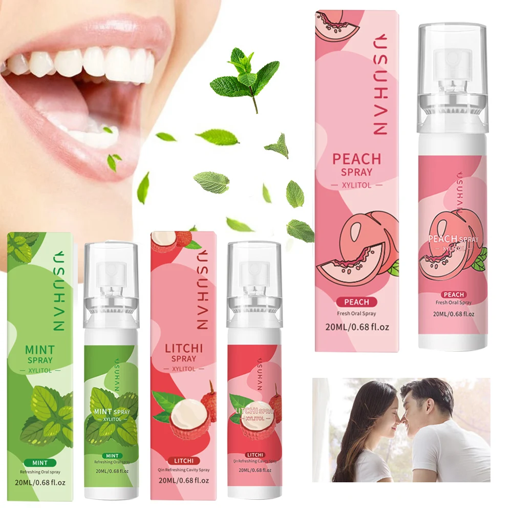 

Bad Breath Mouth Spray 20ml Oral Spray Deodorant Grape Peach Flavor Fresh Breath Mouth Freshener Portable Persistent Oral Care
