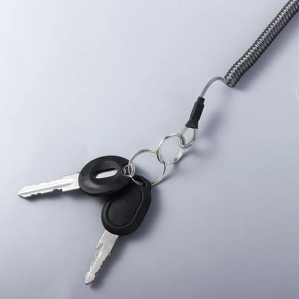 Металлический карабин с кольцом для ключей спиральный брелок стрейчевый