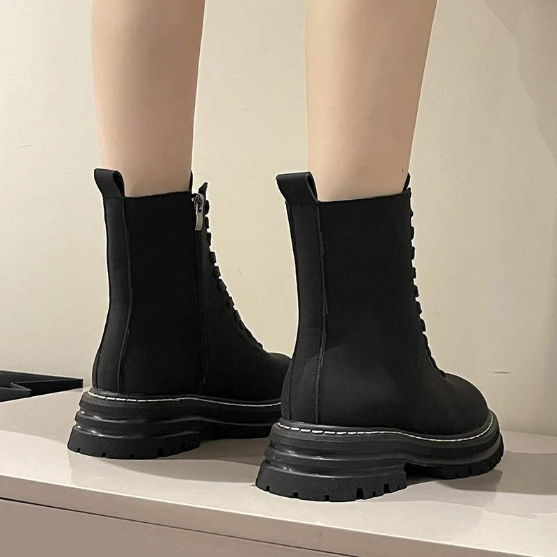 2022 Botas De Mujer British Style Korean Style Thick Sole Thin Shoes Motorcycle Ankle Boots Fashion Cool Women's New Boots 35-39