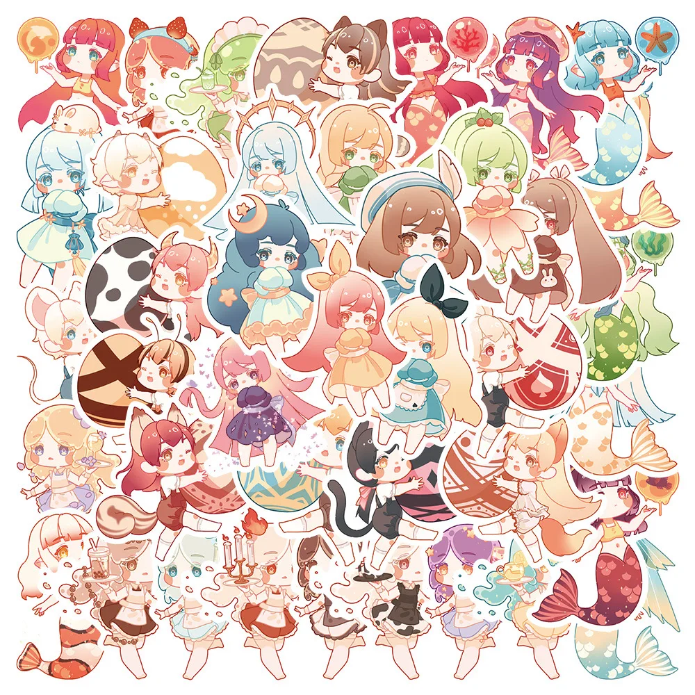 

10/30/50pcs Q-version Cute Cartoon Little Girl Graffiti Stickers Books Mobile Phone Laptop Diy Hand Account Helmet Decal Sticker
