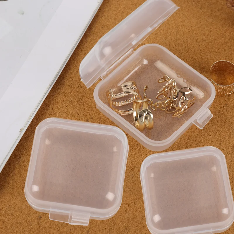 24pcs Mini Plastic Storages Transparent Containers Boxes Square Portable Earrings Jewelry Packaging Medicine Holder Organizer