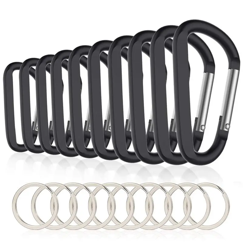 

10PCS 3Inch/8CM Aluminum Carabiner Clips,Premium Durable D-Ring Caribeaner With Keyring For Home RV Camping Fishing Hiking Trave